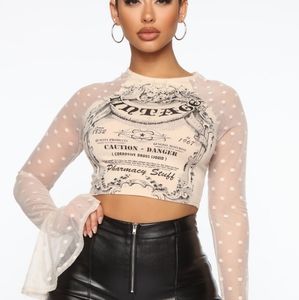 Mesh sleeve "vintage" crop top  (XL)